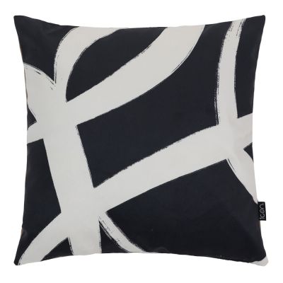 Coussin en velours à imprimé griffonné noir et blanc icon