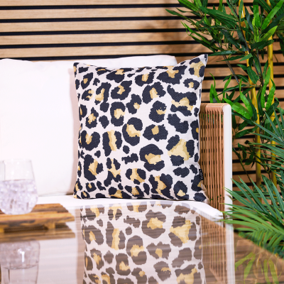Coussin d'intérieur et d'extérieur à imprimé léopard Icon, multicolore