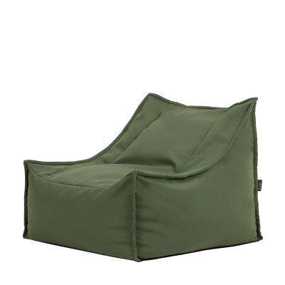 Fauteuil pouf en oléfine déperlante avec accoudoir Icon Alto, grège