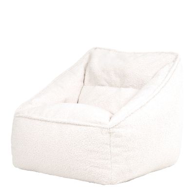 Fauteuil pouf en tissu borg Natalia, naturel