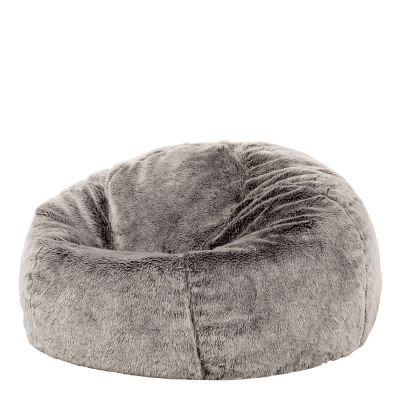 Pouf classique en fausse fourrure icon Arctic Wolf, Gris