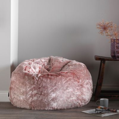 Pouf classique en fausse fourrure icon Hacienda, Rose