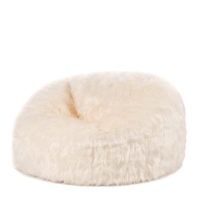 Pouf classique en fausse fourrure icon Soho, Naturel