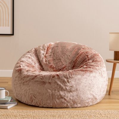 Pouf classique en fausse fourrure icon Hacienda, Rose