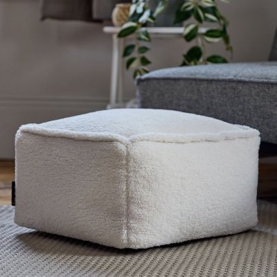 Repose-Pieds en tissu borg Amara, naturel