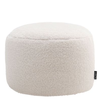 Pouf repose-pieds en molleton imitation peau de mouton icon Iggy - Naturel