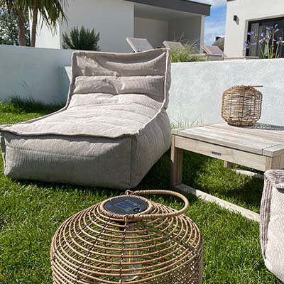 Pouf méridienne en velours côtelé icon Otto - Jardin